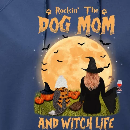 Rocking The Dog Mom And Witch Life Bearded Collie Halloween Meaningful Gift Performance Fleece Hoodie