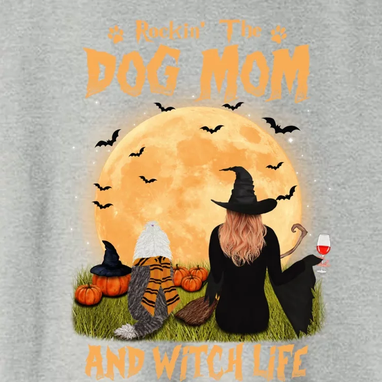 Rocking The Dog Mom And Witch Life Bearded Collie Halloween Meaningful Gift Women's Crop Top Tee