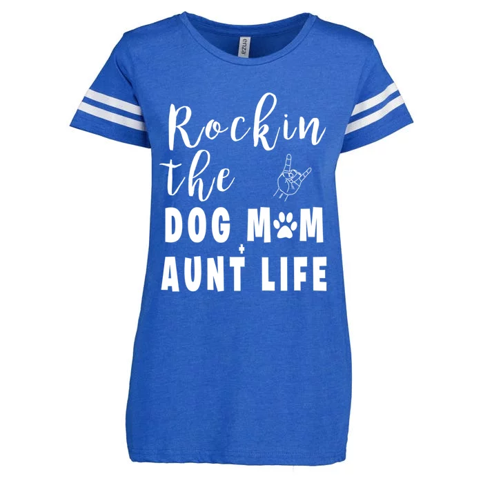 Rockin' The Dog Mom Aunt Life 'S Dog Lovers Tee Gift Enza Ladies Jersey Football T-Shirt