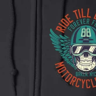 Ride Till Death Motorcycle Club Full Zip Hoodie