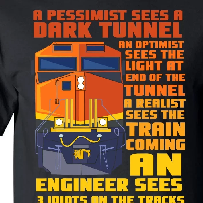 Railroad Train Engineer Sees 3 Idiots On The Tracks Tall T-Shirt