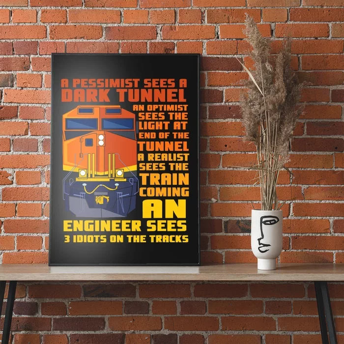 Railroad Train Engineer Sees 3 Idiots On The Tracks Poster