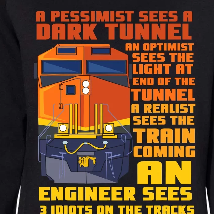 Railroad Train Engineer Sees 3 Idiots On The Tracks Womens California Wash Sweatshirt