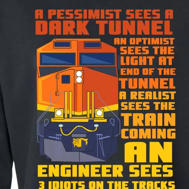 Railroad Train Engineer Sees 3 Idiots On The Tracks Cropped Pullover Crew