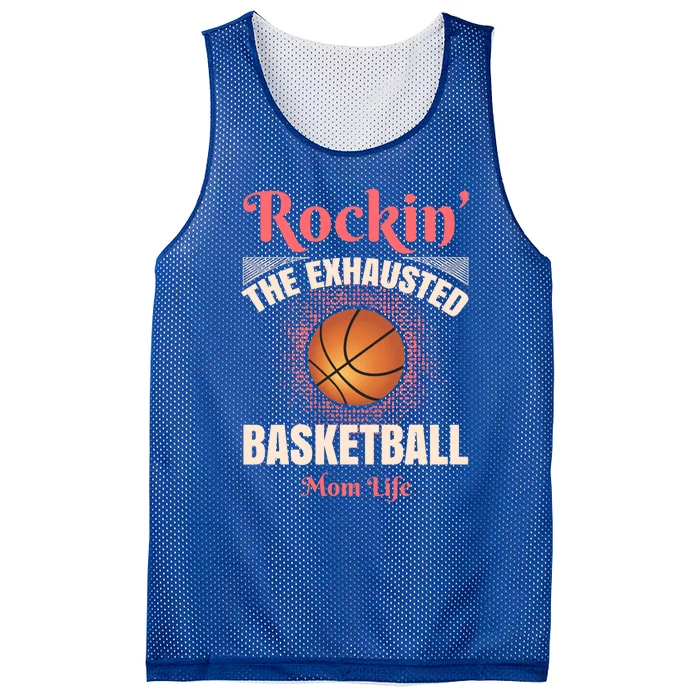 Rockin' The Exhausted Basketball Mom Life Basketball Great Gift Mesh Reversible Basketball Jersey Tank