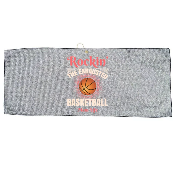 Rockin' The Exhausted Basketball Mom Life Basketball Great Gift Large Microfiber Waffle Golf Towel