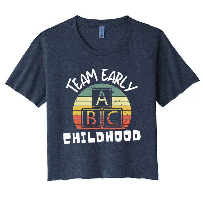 retro Team Early Childhood Preschool Teacher Women's Crop Top Tee