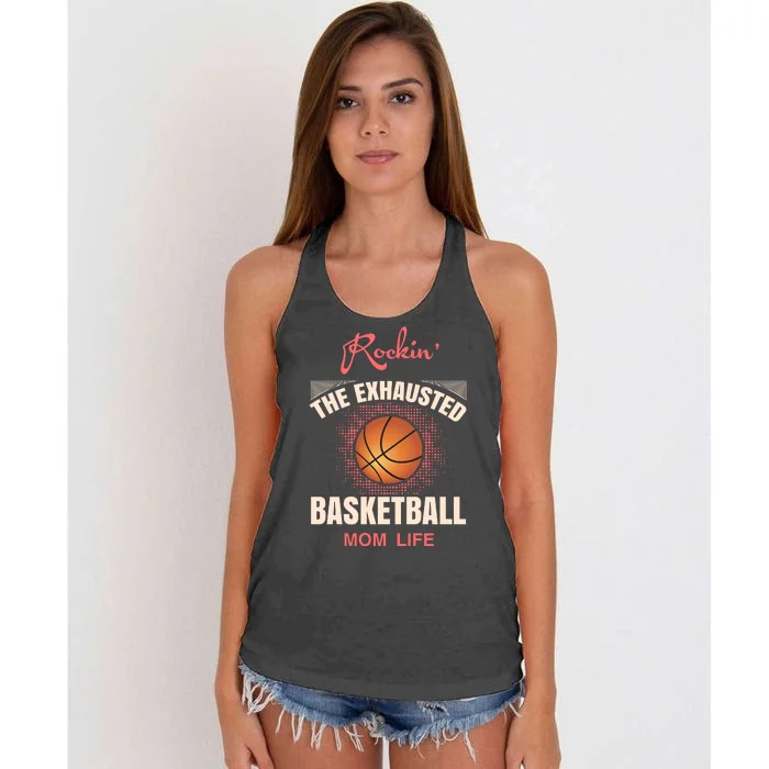 Rocki'n The Exhausted Basketball Mom Life Women's Knotted Racerback Tank