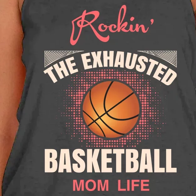 Rocki'n The Exhausted Basketball Mom Life Women's Knotted Racerback Tank