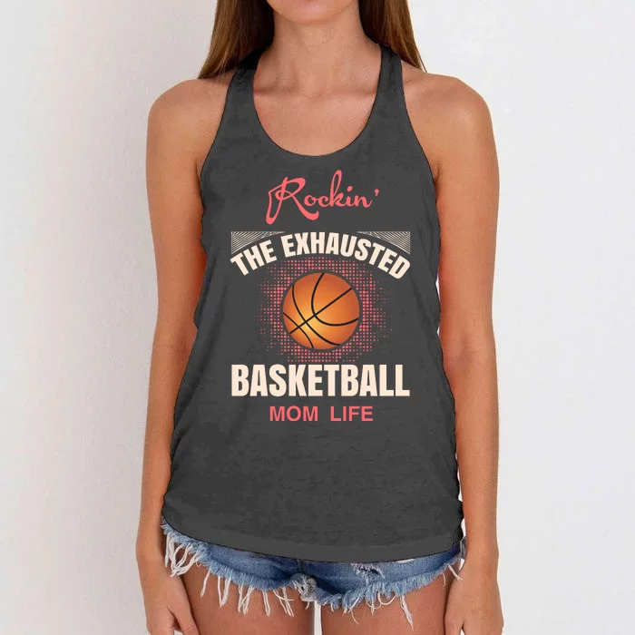 Rocki'n The Exhausted Basketball Mom Life Women's Knotted Racerback Tank