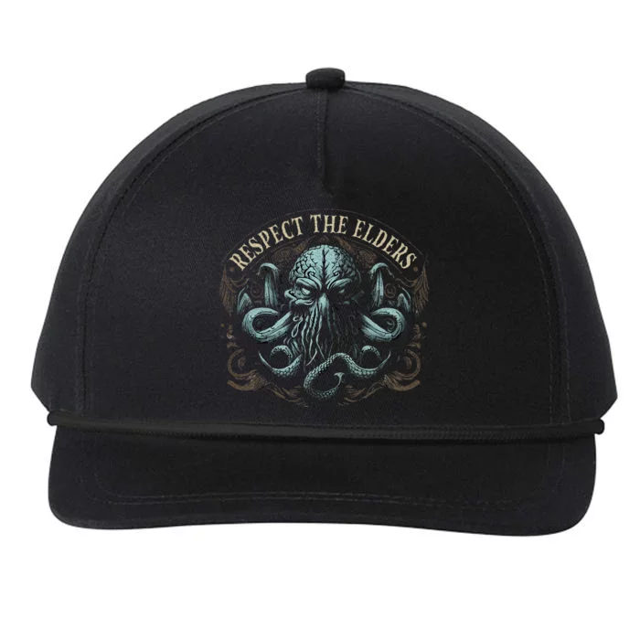 Respect The Elders Cosmic Horror Cthulhu Snapback Five-Panel Rope Hat