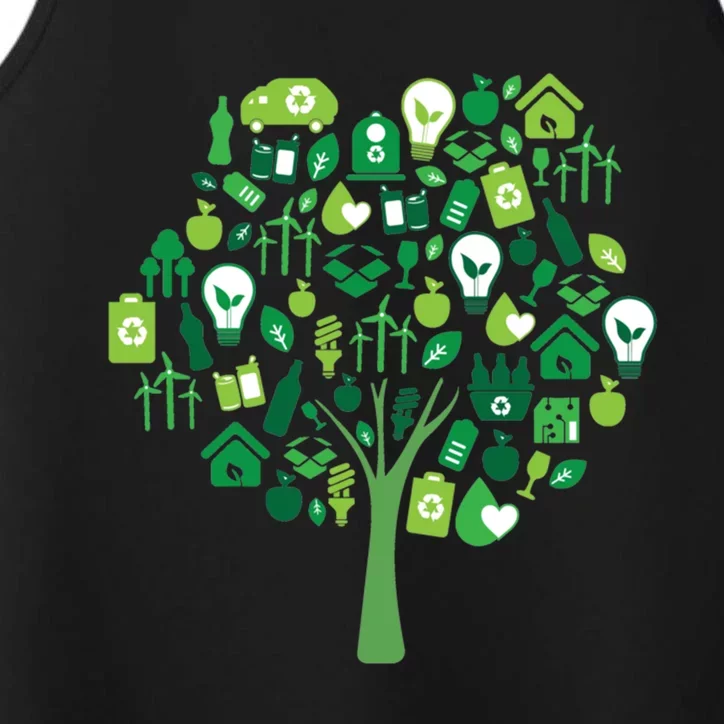 Recycle Tree Environt And Earth Day Ecology Green Energy Gift Performance Tank