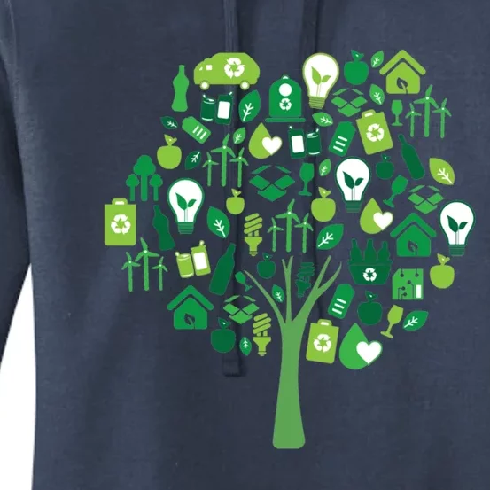 Recycle Tree Environt And Earth Day Ecology Green Energy Gift Women's Pullover Hoodie