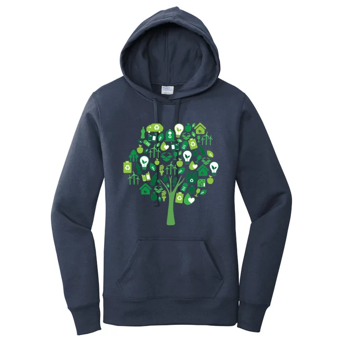 Recycle Tree Environt And Earth Day Ecology Green Energy Gift Women's Pullover Hoodie