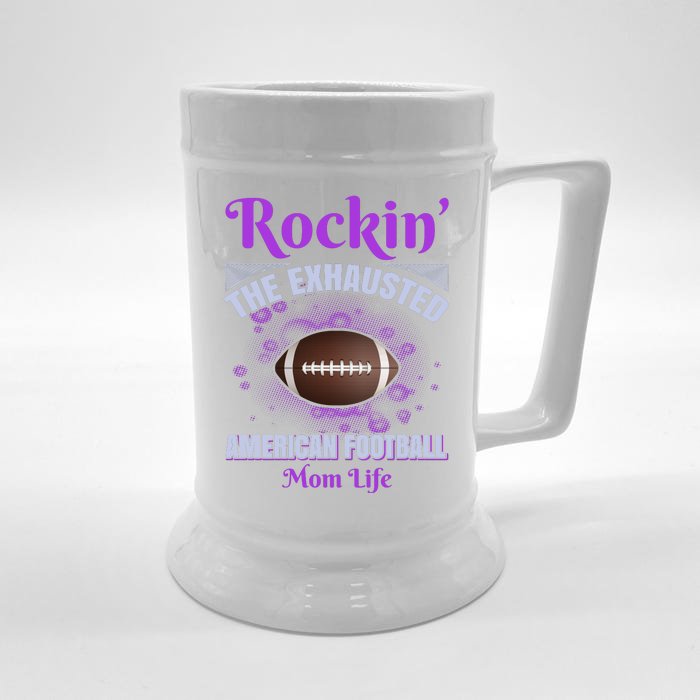 Rockin' The Exhausted American Football Mom Life Front & Back Beer Stein