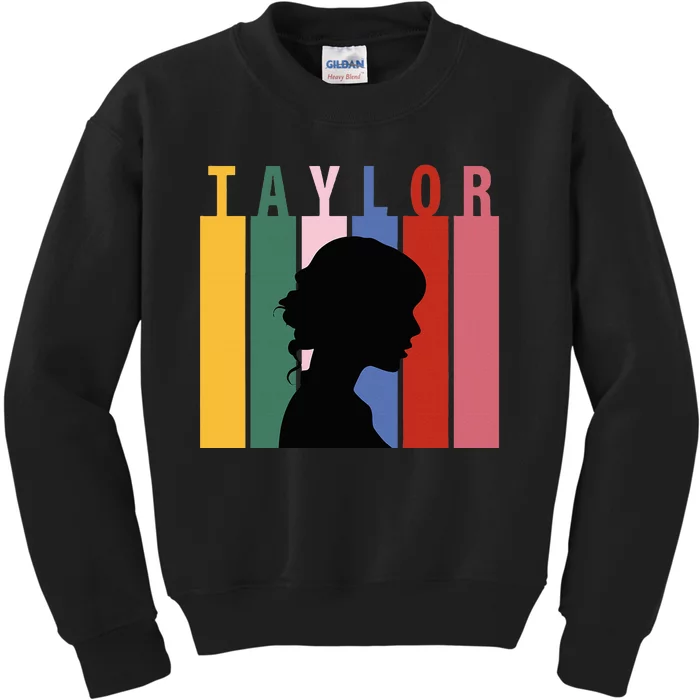 Retro Taylor First Name Personalized Groovy Birthday Girl Kids Sweatshirt