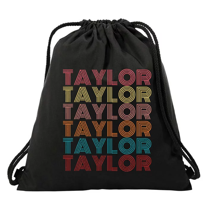 Retro Taylor First Name Personalized Girl Taylor Drawstring Bag