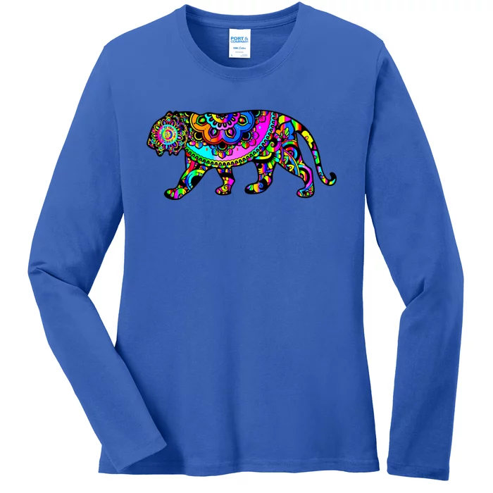 Rainbow Tiger Funny Gift Ladies Long Sleeve Shirt