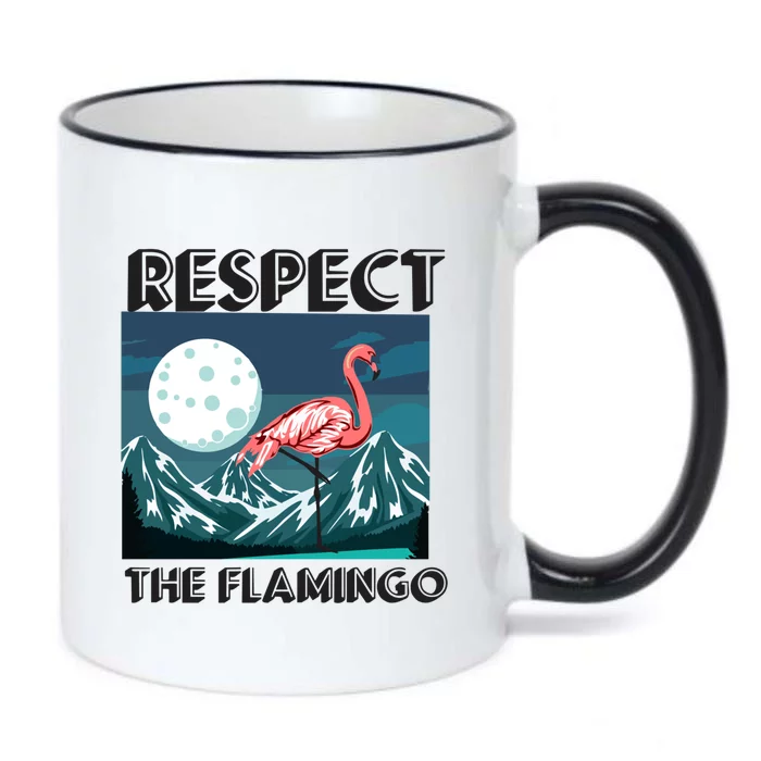 Respect The Flamingo Funny Animal Bird Gift Black Color Changing Mug