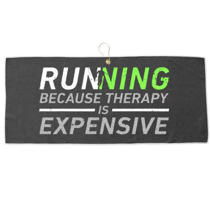 Running Therapy Funny Marathon Racer Runner Run Humor Outfit Large Microfiber Waffle Golf Towel