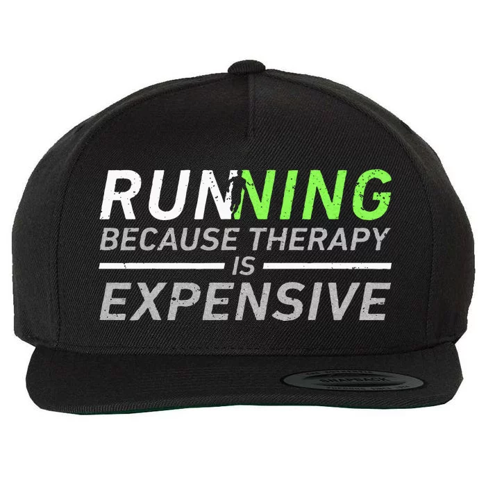 Running Therapy Funny Marathon Racer Runner Run Humor Outfit Wool Snapback Cap