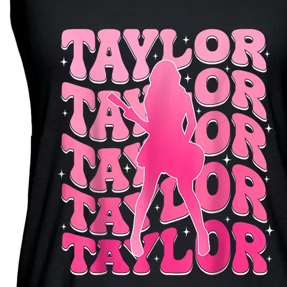 Retro Taylor First Name Personalized 80s Ladies Essential Flowy Tank