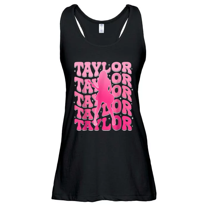 Retro Taylor First Name Personalized 80s Ladies Essential Flowy Tank