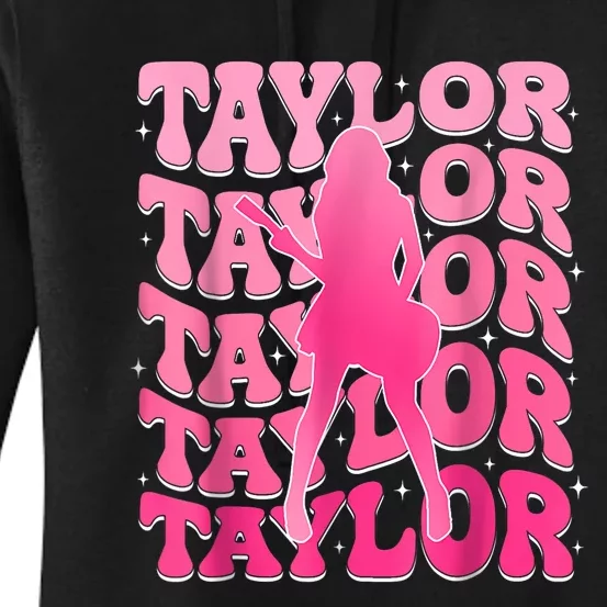 Retro Taylor First Name Personalized 80s Women's Pullover Hoodie