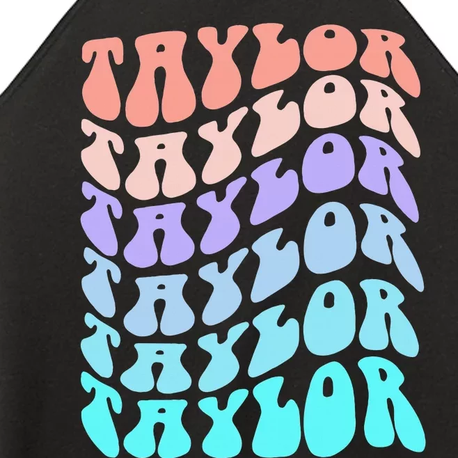 Retro TAYLOR First Name Birthday Women’s Perfect Tri Rocker Tank