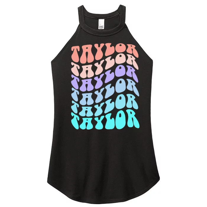 Retro TAYLOR First Name Birthday Women’s Perfect Tri Rocker Tank