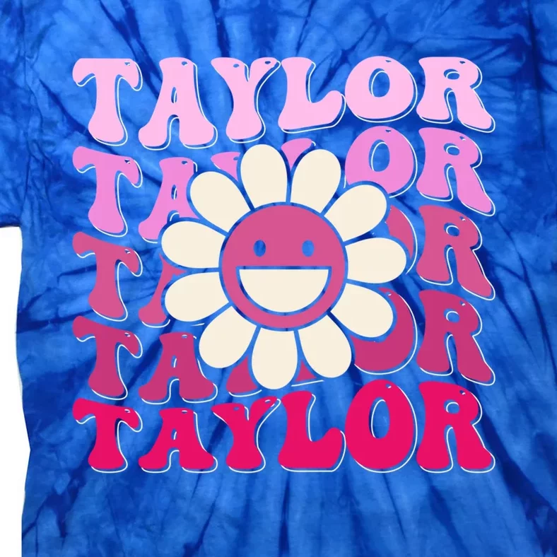 Retro Taylor First Name Personalized Birthday Groovy 70 Gift Tie-Dye T-Shirt