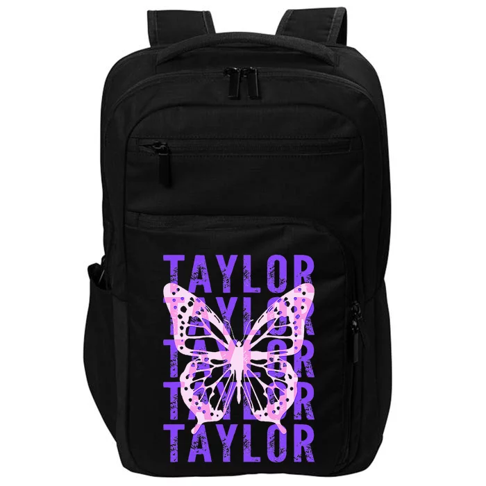 Retro Taylor First Name Personalized Groovy Impact Tech Backpack