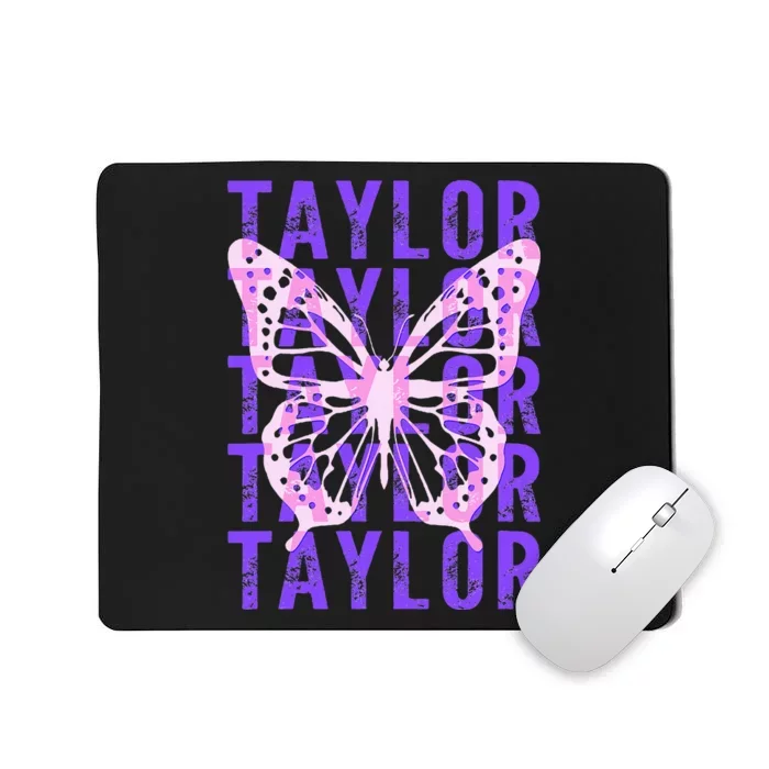 Retro Taylor First Name Personalized Groovy Mousepad