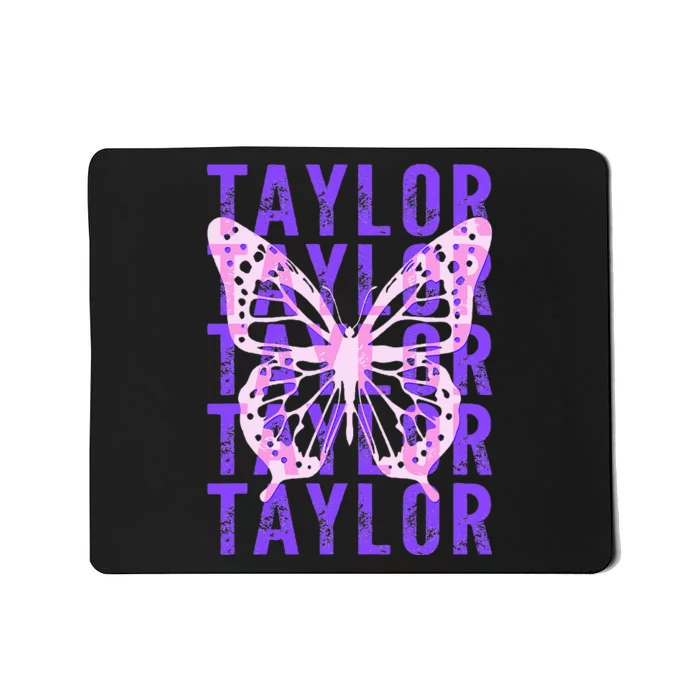 Retro Taylor First Name Personalized Groovy Mousepad