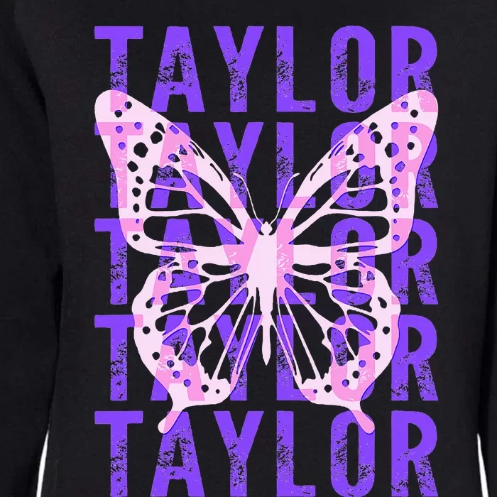 Retro Taylor First Name Personalized Groovy Womens California Wash Sweatshirt