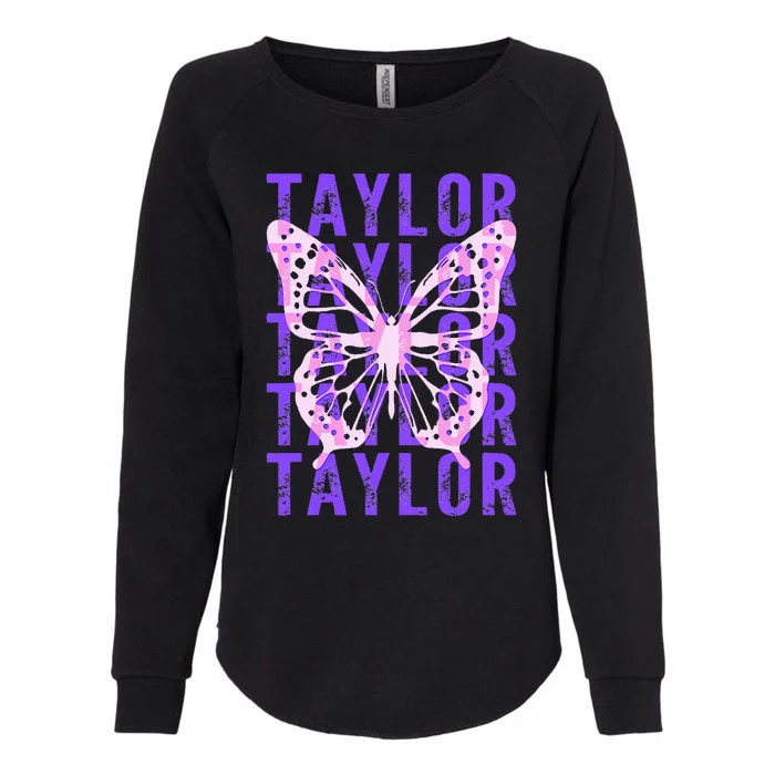 Retro Taylor First Name Personalized Groovy Womens California Wash Sweatshirt