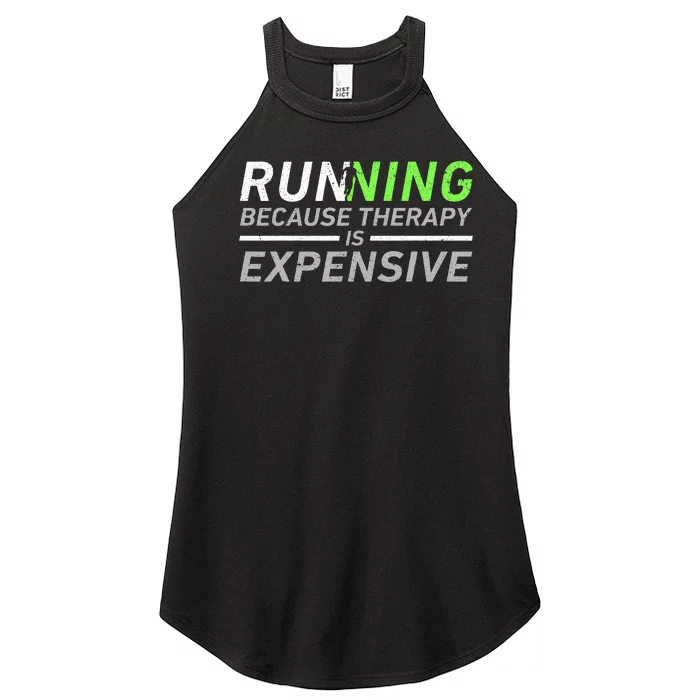 Running Therapy Funny Marathon Racer Runner Run Humor Outfit Women’s Perfect Tri Rocker Tank