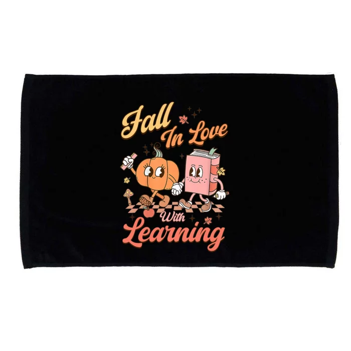 Retro Teacher Fall In Love With Learning Autumn Thanksgiving Microfiber Hand Towel