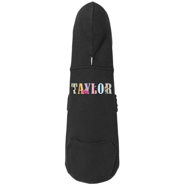 Retro Taylor First Name Personalized Groovy Birthday Girl Doggie 3-End Fleece Hoodie