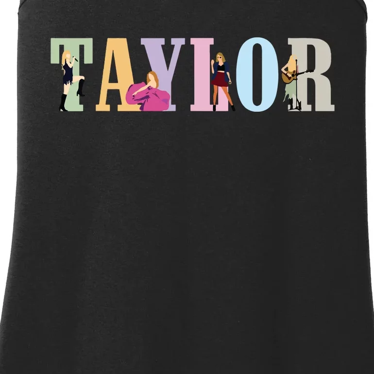 Retro Taylor First Name Personalized Groovy Birthday Girl Ladies Essential Tank