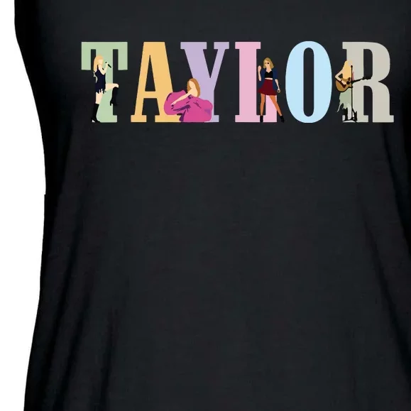 Retro Taylor First Name Personalized Groovy Birthday Girl Ladies Essential Flowy Tank