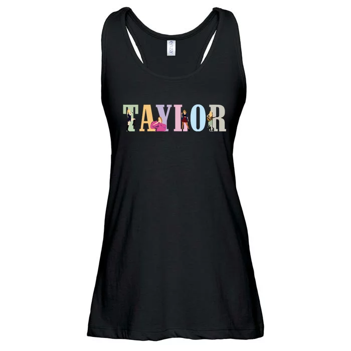 Retro Taylor First Name Personalized Groovy Birthday Girl Ladies Essential Flowy Tank