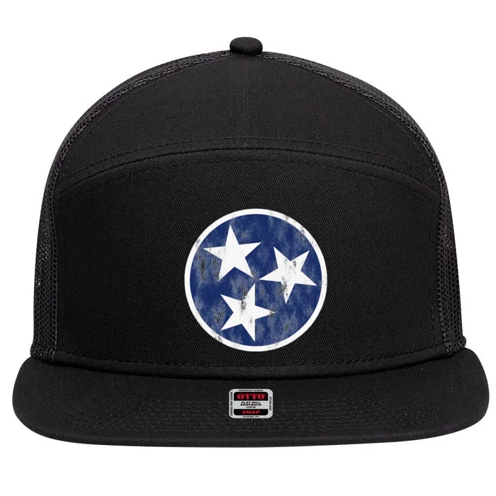 Retro Tennessee Flag Star Logo Volunteer State Nashville TN 7 Panel Mesh Trucker Snapback Hat