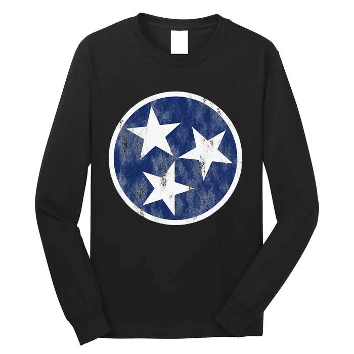 Retro Tennessee Flag Star Logo Volunteer State Nashville TN Long Sleeve Shirt