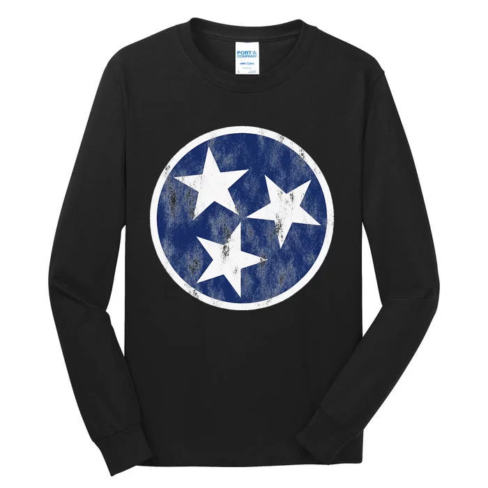 Retro Tennessee Flag Star Logo Volunteer State Nashville TN Tall Long Sleeve T-Shirt