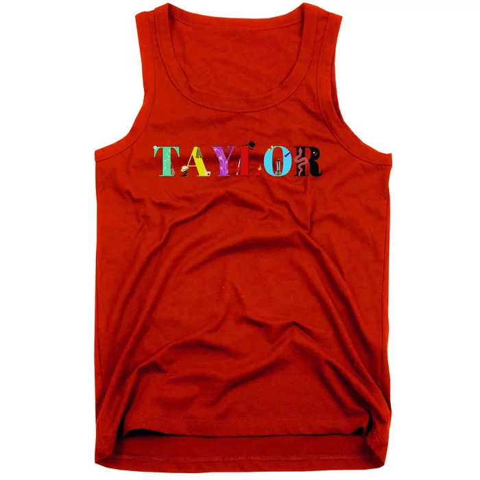 Retro Taylor First Name Personalized Groovy Birthday Tank Top