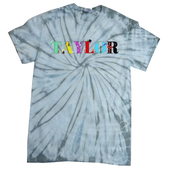 Retro Taylor First Name Personalized Groovy Birthday Tie-Dye T-Shirt