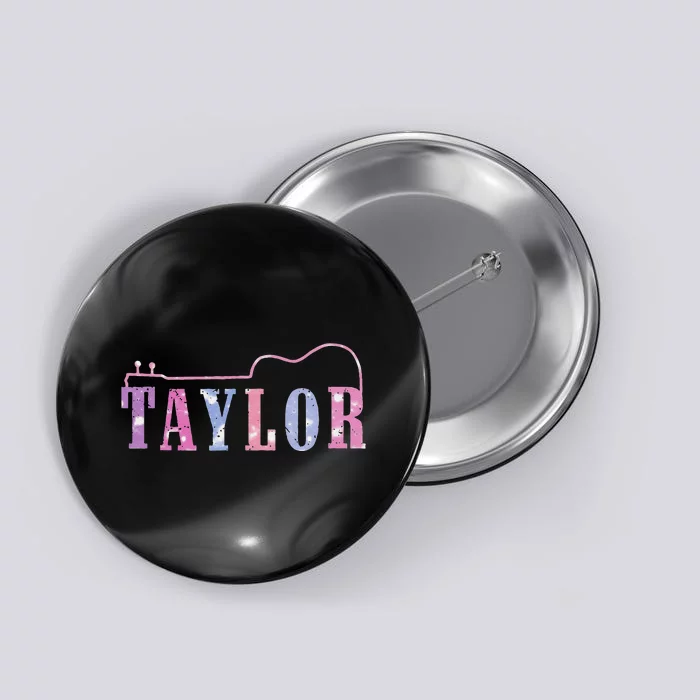 Retro Taylor First Name Personalized Groovy 80S Button