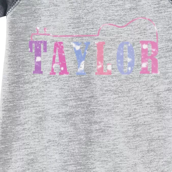 Retro Taylor First Name Personalized Groovy 80S Infant Baby Jersey Bodysuit