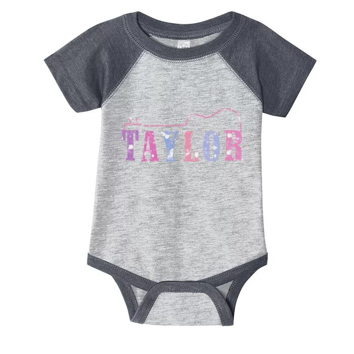 Retro Taylor First Name Personalized Groovy 80S Infant Baby Jersey Bodysuit